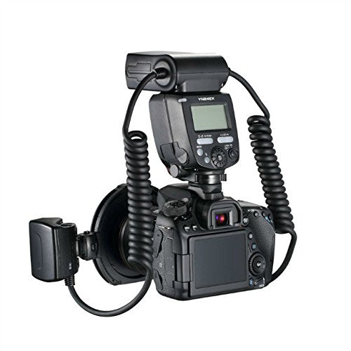 YONGNUO YN24EX YN-24EX 24EX, TTL Macro Ring Flash LED Macro Flash Speedlite, con 2 Cabezales de Flash y 4 Anillos adaptadores para Canon