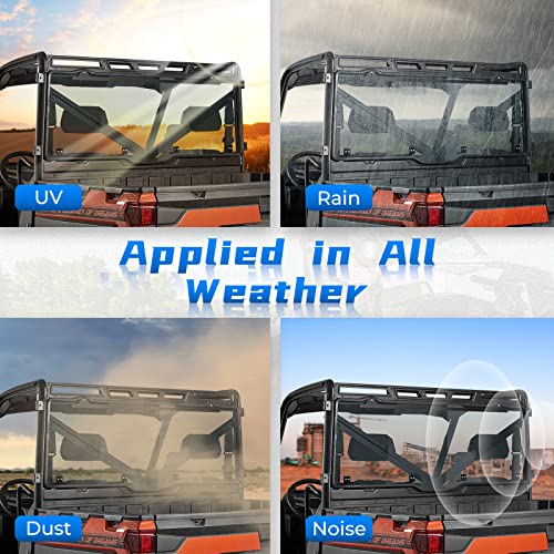 KEMIMOTO - Luz de ventana trasera con tinte ahumado duro compatible con Polaris Ranger XP 1000/Crew 2017-2023, Ranger 1000/Crew, 2013-2019 Polaris Ranger XP 900/Crew reemplazo para parabrisas trasero #2879013 UTV
