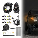 KEMIMOTO Kit de intermitentes UTV, intermitente universal con interruptor de giro de columna y bocina 105D con botón, kit de intermitentes LED ámbar amplio compatible con Polaris, Pioneer, Talon,