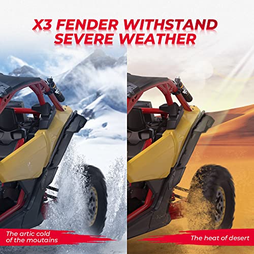 KEMIMOTO X3 Guardabarros extendidos compatibles con Can-Am Maverick X3 & X3 Max RS Turbo R RR 2017-2024 guardabarros laterales delantero y trasero, accesorios de repuesto OEM #715002973