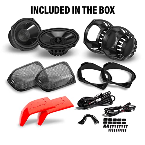 BOSS Audio Systems BHD14 Harley Davidson - Kit de altavoces de alforja de 6 x 9 pulgadas, se adapta a motocicletas seleccionadas de Road Glide y Street Glide 2014+, 300 vatios de potencia por par, rango completo, 2 vías, se vende en pares