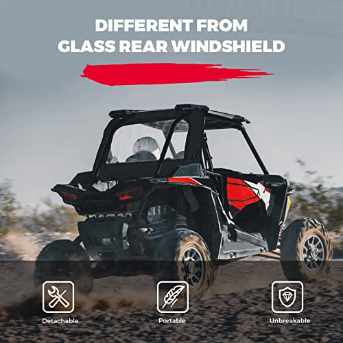 KEMIMOTO Parabrisas trasero suave compatible con Polaris RZR XP 1000, UTV parabrisas trasero transparente, duradero y portátil, compatible con Polaris RZR XP/XP 4 1000, 2016+ Polaris RZR XP/XP 4 Turbo 2014+