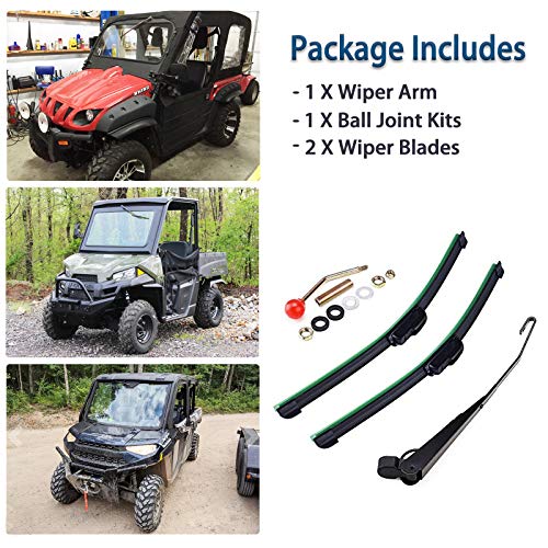 Xislet UTV - Limpiaparabrisas de mano compatible con Polaris Ranger RZR Can Am Kawasaki Honda Pioneer Golf Cart manual limpiaparabrisas Kit de montaje de kit de instrucciones incluidas
