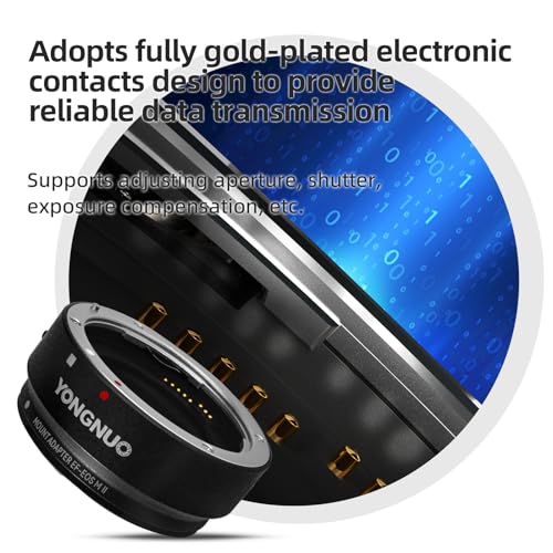 YONGNUO EF-EOS M II Lens Mount Adapter Ring, Auto Focus Adjustable Aperture, Control Converter Ring for Canon EF/EF-S Lens to Canon EOS-M (EF-M Mount)