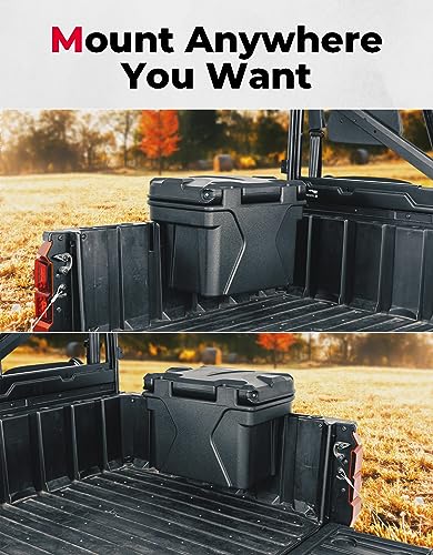 KEMIMOTO 2023 - Caja de almacenamiento para cama compatible con Polaris Ranger 1000 XP 900 800 700 570 500, Polaris General 1000 Caja de carga dura de 21 litros, accesorios para cama