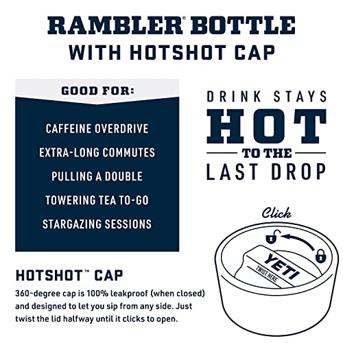 YETI Rambler - Botella de 18 onzas, acero inoxidable, aislada al aspiradora, con tapa caliente