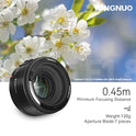 YONGNUO YN50mm F1.8 Lente de gran apertura de enfoque automático compatible con cámara Canon EF Mount EOS