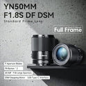 Yongnuo YN50MM 1.8S DF DSM lente para Sony, lente Prime estándar de marco completo, enfoque automático F1.8 apertura grande para Sony E Mount