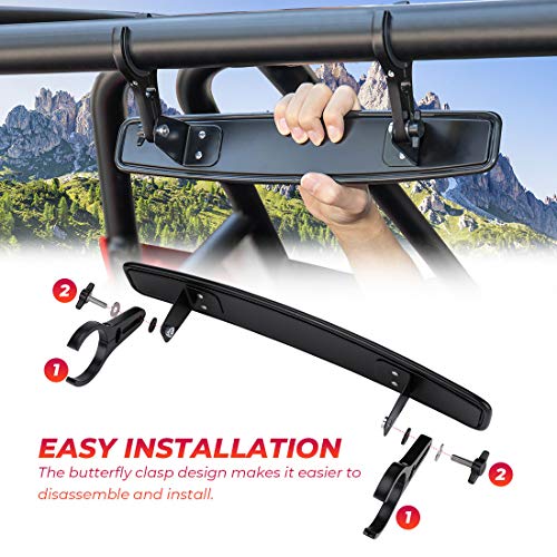 Kemimoto - Espejo retrovisor de 15 pulgadas UTV Race Convex Center Mirror con abrazaderas de 3/4 1.75 pulgadas o 2 pulgadas compatibles con Polaris RZR PRO XP R, Pioneer, CFMOTO ZFORCE, Can Am Commander Maverick, Talon 1000R 1000X