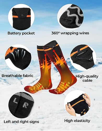 KEMIMOTO 2023 - Calcetines calefaccionados unisex con control de aplicación, calcetines eléctricos recargables para caza, senderismo, camping, esquí, invierno al aire última intervensión