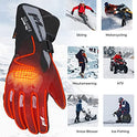 Guantes térmicos de motocicleta kemimoto, guantes calefactables para hombres y mujeres, guantes de calefacción impermeables con batería recargable, guantes eléctricos táctiles, 7.4 V 2600 mAh, calor hasta 3.5 – 6 horas (XXL, negro)