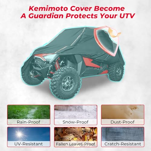 KEMIMOTO UTV - Funda compatible con Polaris RZR General, Can Am Maverick Sport, Honda Talon, Kawasaki TERYX4, CFMOTO ZForce, Yamaha 2-3 plazas