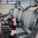 KEMIMOTO UTV - Fundas de asiento de piel, repelente al agua, juego de cojines de asiento UTV con funda para reposacabezas compatible con Can Am Defender delantero, dos puertas, fundas de asiento de banco divididas