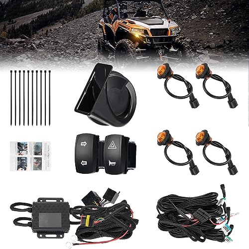 KEMIMOTO Kit de intermitentes UTV, universal UTV ATV Street con interruptor basculante, bocina 110D, kit de intermitentes Plug and Play compatible con Polaris, Can-Am, Kawasaki, Arctic Cat, CFMOTO,