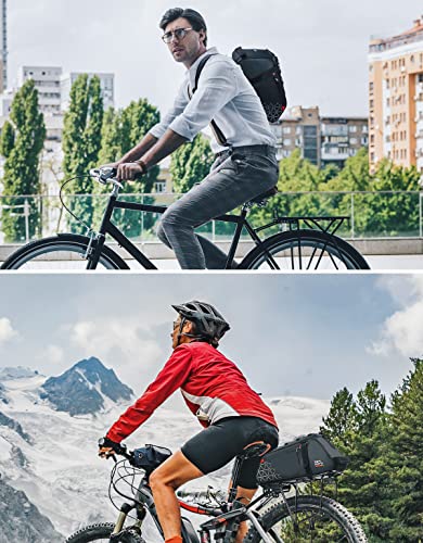 KEMIMOTO - Bolsa trasera para bicicleta, bolsa de maletero, bolsa de PVC impermeable, para bicicleta, alforja para bicicleta de montaña, de carretera universal, bolsa de 8 L, para compras, viajeros y ciclismo