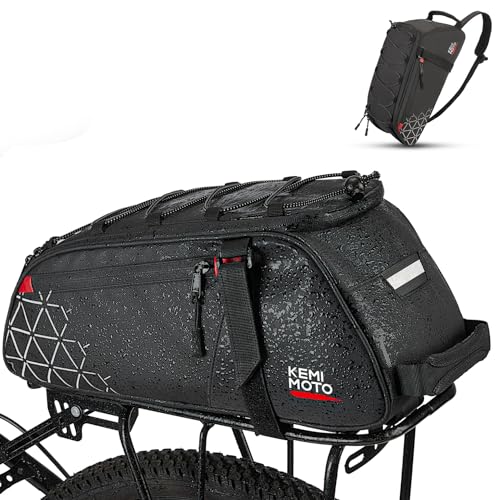 KEMIMOTO - Bolsa trasera para bicicleta, bolsa de maletero, bolsa de PVC impermeable, para bicicleta, alforja para bicicleta de montaña, de carretera universal, bolsa de 8 L, para compras, viajeros y ciclismo