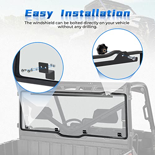 KEMIMOTO - Luz de ventana trasera con tinte ahumado duro compatible con Polaris Ranger XP 1000/Crew 2017-2023, Ranger 1000/Crew, 2013-2019 Polaris Ranger XP 900/Crew reemplazo para parabrisas trasero #2879013 UTV