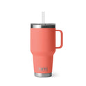 YETI Rambler - Vaso de 35 onzas con asa y tapa de popote, vaso de agua, taza aislada al aspiradora con asa, acero inoxidable, coral