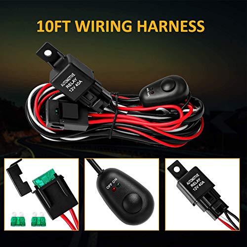 Zmoon Barra de luz LED redonda 2 piezas 4.5 pulgadas 140 W 14000 lm con arnés de guiño LED (10 pies/2 conductores), luz de inundación fuera de carretera antiniebla barra de luz de conducción para Jeep, SUV, camión, ATV, barco