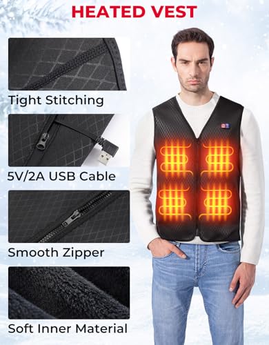 KEMIMOTO - Chaleco calefactor para hombre, chaleco calefactor de invierno, chaleco de caza climatizado, guante táctico, batería no incluida