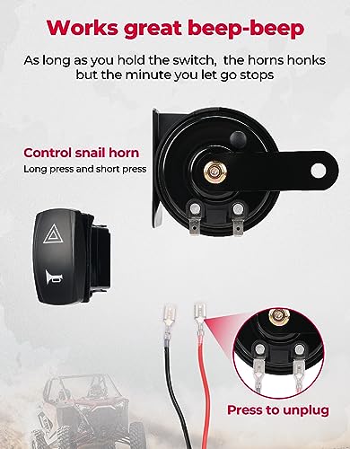 KEMIMOTO Kit de intermitentes UTV, universal UTV ATV Street con interruptor basculante, bocina 110D, kit de intermitentes Plug and Play compatible con Polaris, Can-Am, Kawasaki, Arctic Cat, CFMOTO,