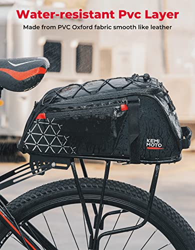 KEMIMOTO - Bolsa trasera para bicicleta, bolsa de maletero, bolsa de PVC impermeable, para bicicleta, alforja para bicicleta de montaña, de carretera universal, bolsa de 8 L, para compras, viajeros y ciclismo