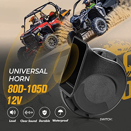 KEMIMOTO Kit de intermitentes UTV, intermitente universal con interruptor de giro de columna y bocina 105D con botón, kit de intermitentes LED ámbar amplio compatible con Polaris, Pioneer, Talon,