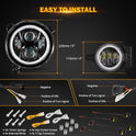 Auxbeam 2024 - Luces LED redondas mejoradas de 9 pulgadas + luces antiniebla de 4 pulgadas para Jeep Wrangler JL JLU Sport Sahara Rubicon Gladiator JT con DRL y señal de giro, luz redonda
