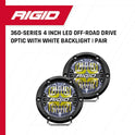 Rigid Industries 36117 Serie 360 Luz LED Todoterreno de 4 Pulgadas para Velocidad Moderada de 20 a 50 mph Plus par de retroiluminación Blanca