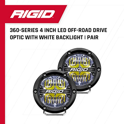Rigid Industries 36117 Serie 360 Luz LED Todoterreno de 4 Pulgadas para Velocidad Moderada de 20 a 50 mph Plus par de retroiluminación Blanca