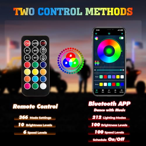 UTV - Luces LED en espiral Bluetooth con mando a distancia