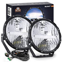 Nilight 7Inch Round Offroad Lights 2PCS 120W High Low Beam IP68 LED Driving Lights Pods Built-in EMC with 14AWG DT Connector Wiring Harness Kit for Truck ATV UTV SUV, 5 Years Warranty