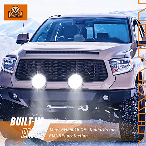Nilight 7Inch Round Offroad Lights 2PCS 120W High Low Beam IP68 LED Driving Lights Pods Built-in EMC with 14AWG DT Connector Wiring Harness Kit for Truck ATV UTV SUV, 5 Years Warranty