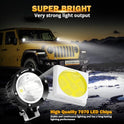 Auxbeam - Luces LED redondas de 4 pulgadas y 90 W, color ámbar de 9000 lm, luces antiniebla superbrillantes redondas con kit de arnés de cableado, luz de cápsula para camión, SUV, ATV, UTV, Jeep Wrangler motocicleta