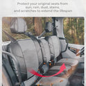 KEMIMOTO UTV - Fundas de asiento de piel, repelente al agua, juego de cojines de asiento UTV con funda para reposacabezas compatible con Can Am Defender delantero, dos puertas, fundas de asiento de banco divididas