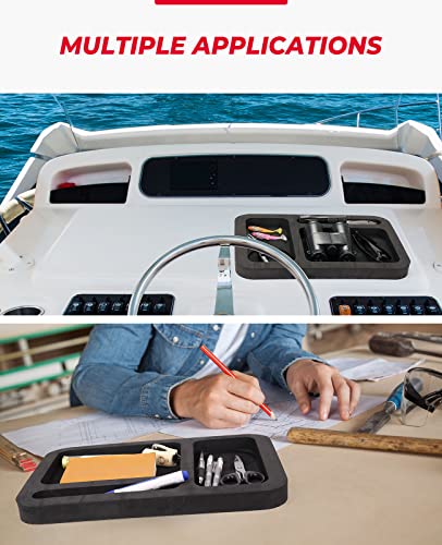 Kemimoto Almohadilla para tablero de barco, accesorios para teléfono celular, soporte para salpicadero de barco, organizador de tablero de barco, compartimentos separados para teléfonos celulares, herramientas de pesca, navegación, soporte de accesorios d