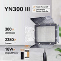 YONGNUO YN300 III YN-300 III - Panel de luz LED de vídeo ajustable con temperatura de color bicolor 3200K-5600K