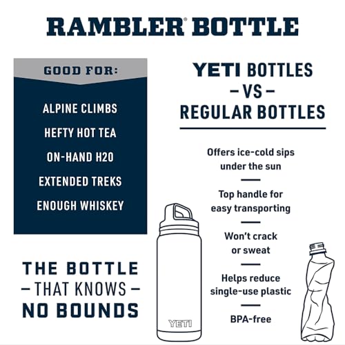 YETI Rambler - Botella de 26 onzas, aislada al aspiradora, acero inoxidable con tapa de chug