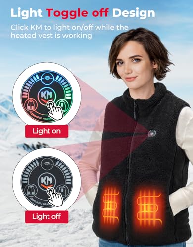 KEMIMOTO - Chaleco calefactor de forro polar para mujer, chaleco térmico ligero para mujer (batería no incluida)