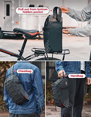 KEMIMOTO - Bolsa trasera para bicicleta, bolsa de maletero, bolsa de PVC impermeable, para bicicleta, alforja para bicicleta de montaña, de carretera universal, bolsa de 8 L, para compras, viajeros y ciclismo