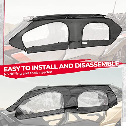 Kemimoto Kit de puerta superior suave X3, carcasa superior de puertas de cabina suave UTV, piel de puerta superior suave compatible con modelos de 4 plazas Can Am Maverick X3 Max 2017-2023, funciona con techo y parabrisas parciales