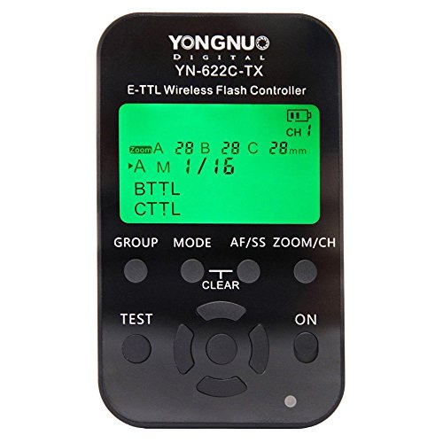 YONGNUO YN-622C-TX Control de Flash inalámbrico E-TTL de 7 Canales para cámaras Canon E-TTL/E-TTL II, frecuencia de 2.4 GHz, Velocidad de sincronización de 1/8000 Segundos