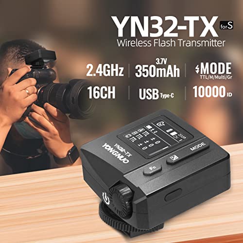 Yongnuo YN32-TX TTL 2.4G Transmisor de flash inalámbrico compatible con cámara Sony, HSS 1/8000s TTL/M/Multi