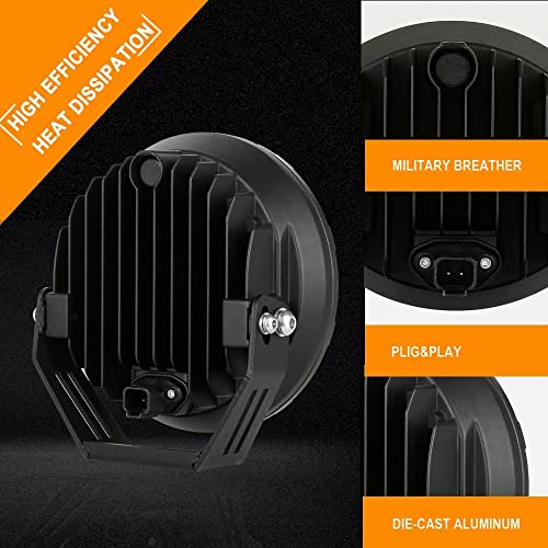 BIGLIONX - Luces LED redondas todoterreno de 7 pulgadas, 2 unidades de 210 W 32000 lm, luces LED todoterreno súper brillantes, luces de conducción ámbar con arnés de cableado IP68 para camiones, camionetas, camionetas, ATV, UTV, SUV