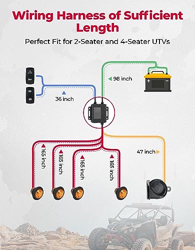 KEMIMOTO Kit de intermitentes UTV, universal UTV ATV Street con interruptor basculante, bocina 110D, kit de intermitentes Plug and Play compatible con Polaris, Can-Am, Kawasaki, Arctic Cat, CFMOTO,