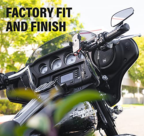 BOSS Audio Systems Sistema de altavoces delanteros BHD3F Harley Davidson – Compatible con motocicletas Select 1998+ Road Glide y Street Glide, amplificador de 4 canales más placas de montaje, resistente a la intemperie, 6.5 pulgadas, par de 300 vatios