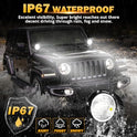 Auxbeam - Luces LED redondas de 4 pulgadas y 90 W, color ámbar de 9000 lm, luces antiniebla superbrillantes redondas con kit de arnés de cableado, luz de cápsula para camión, SUV, ATV, UTV, Jeep Wrangler motocicleta