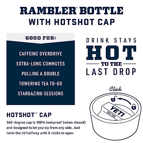 YETI Rambler - Botella de 18 onzas, acero inoxidable, aislada al aspiradora, con tapa caliente