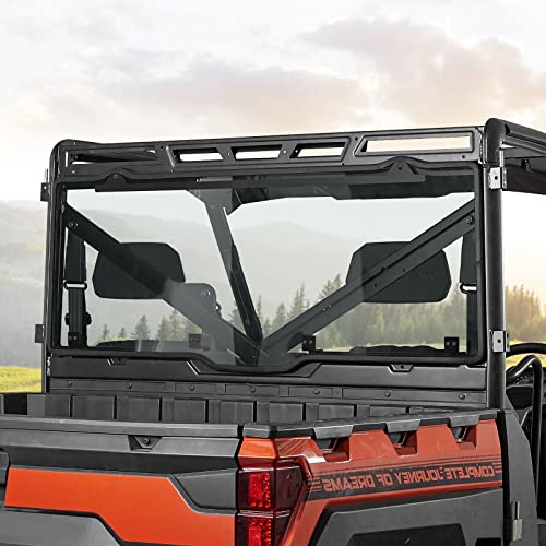 KEMIMOTO - Luz de ventana trasera con tinte ahumado duro compatible con Polaris Ranger XP 1000/Crew 2017-2023, Ranger 1000/Crew, 2013-2019 Polaris Ranger XP 900/Crew reemplazo para parabrisas trasero #2879013 UTV