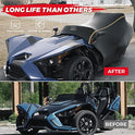 kemimoto - Funda compatible con Polaris Slingshot Vanderhall Carmel, cubierta de parabrisas impermeable, resistente al viento, para todo tipo de clima, con tiras reflectantes